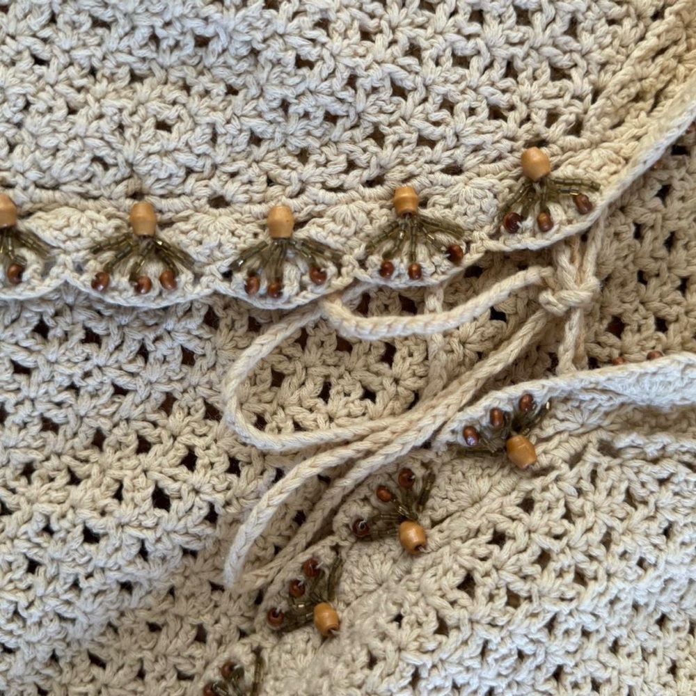 90s Crochet + Wood Bead Cardigan - Picture 8 of 8